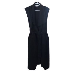 Curly wool blend belted maxi sweater vest